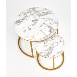 PAOLA zestaw 2 ław, marmur / złoty (1p 1szt)