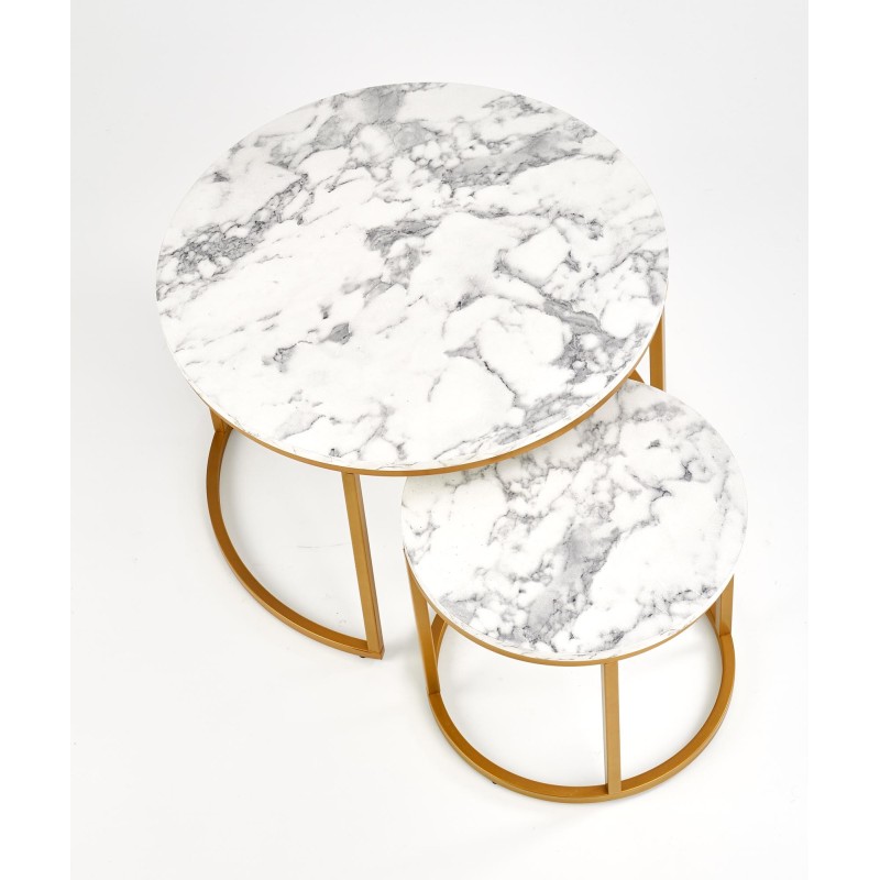 PAOLA zestaw 2 ław, marmur / złoty (1p 1szt)