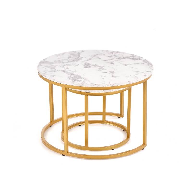 PAOLA zestaw 2 ław, marmur / złoty (1p 1szt)