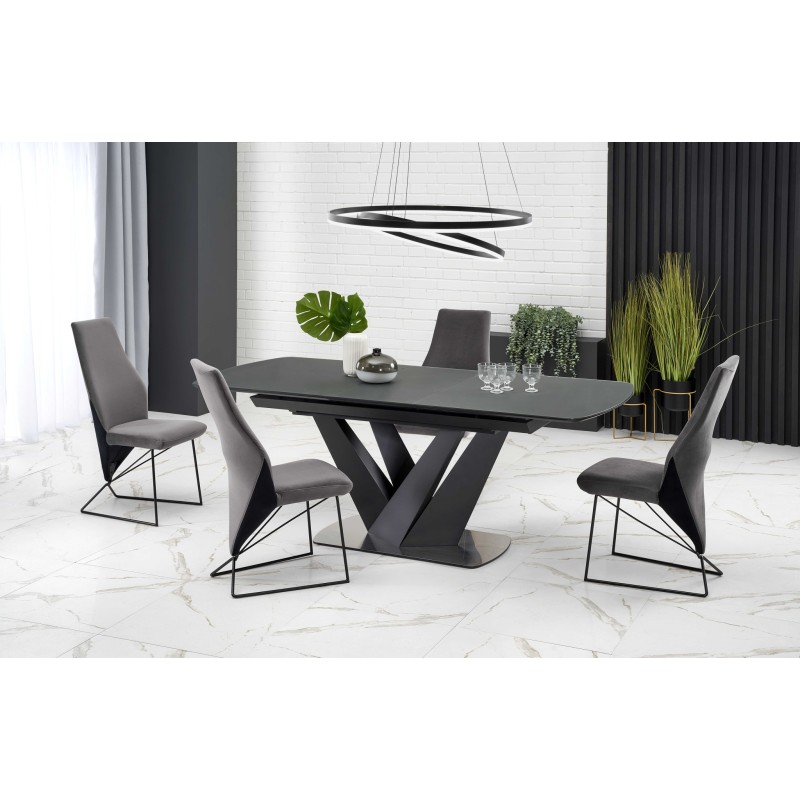 PATRIZIO stół rozkładany blat - ciemny popiel, noga - czarny (2p 1szt)