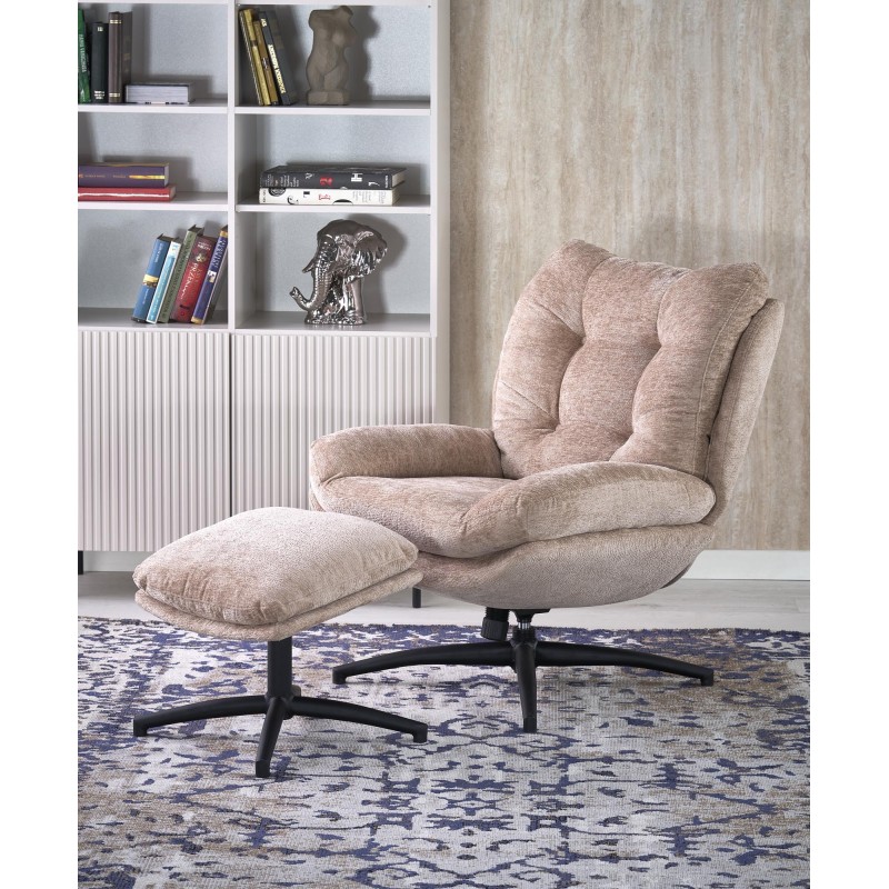 PESTO fotel z podnóżkiem / funkcja kołyski, beżowy