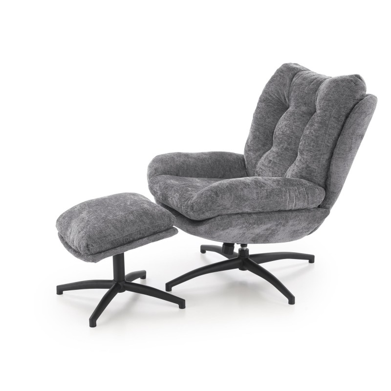 PESTO fotel z podnóżkiem / funkcja kołyski, popielaty