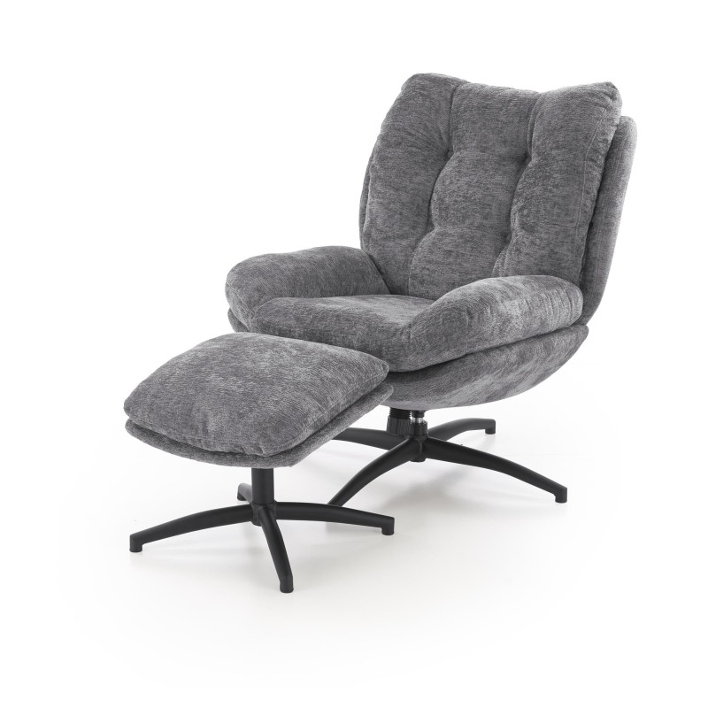 PESTO fotel z podnóżkiem / funkcja kołyski, popielaty