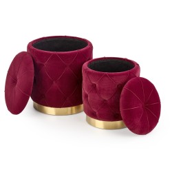 POLLY zestaw 2 puf, bordowy (1p 1kpl)