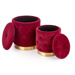 POLLY zestaw 2 puf, bordowy (1p 1kpl)