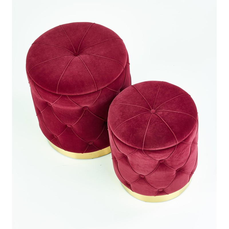 POLLY zestaw 2 puf, bordowy (1p 1kpl)