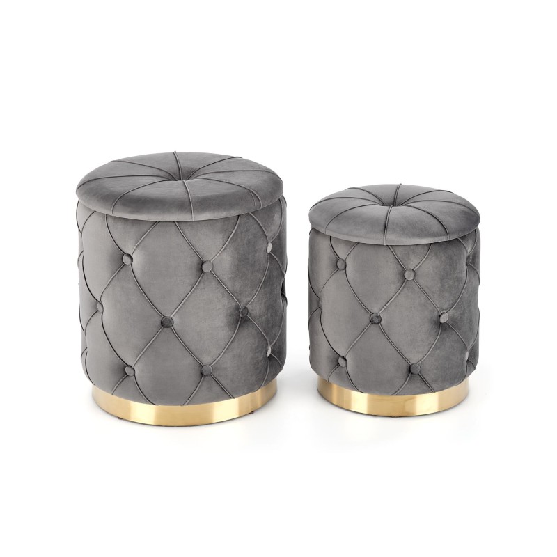 POLLY zestaw 2 puf, popiel (1p 1kpl)