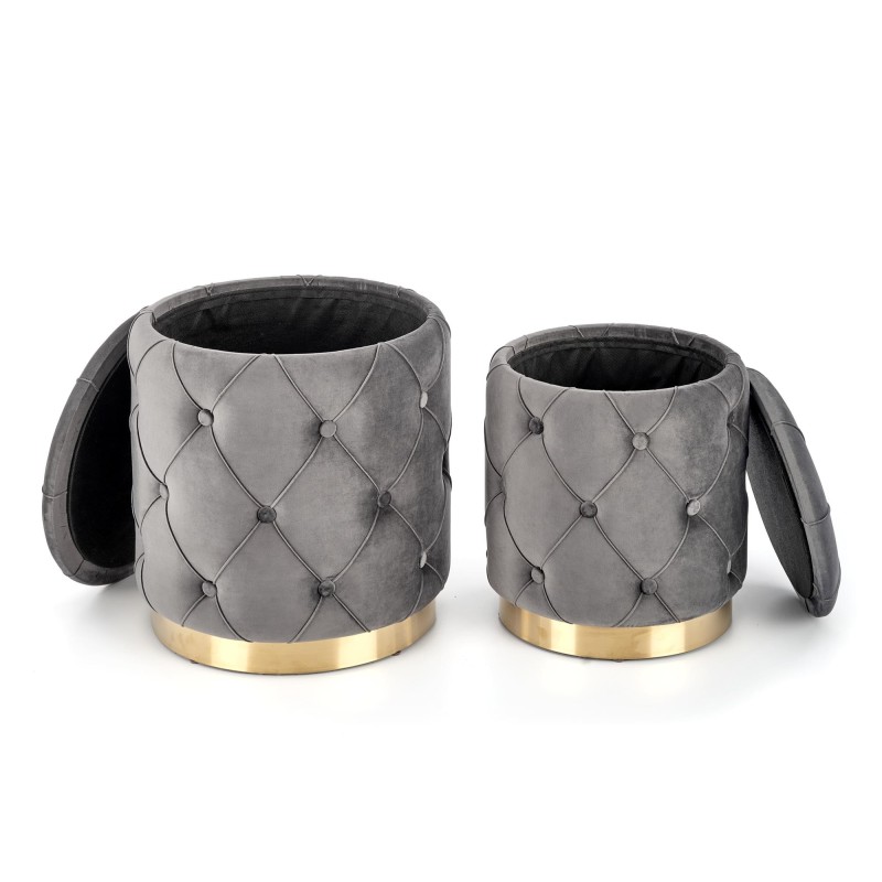 POLLY zestaw 2 puf, popiel (1p 1kpl)