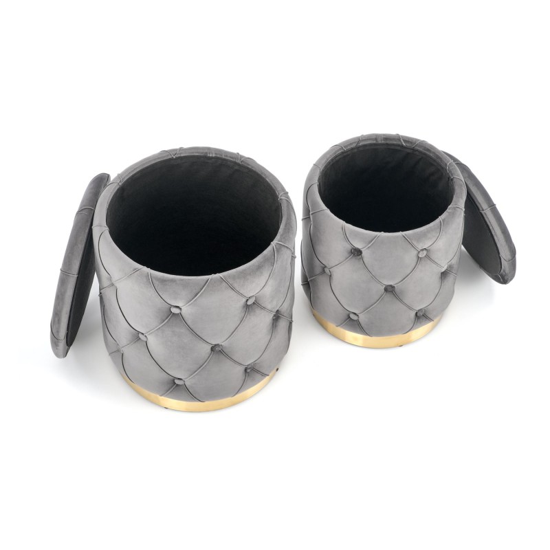 POLLY zestaw 2 puf, popiel (1p 1kpl)