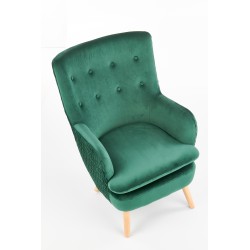 RAVEL fotel wypoczynkowy ciemny zielony / naturalny