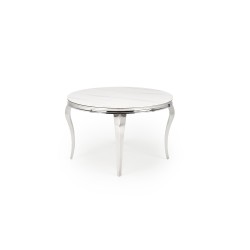 REGINALD stół okrągły blat - biały marmur, nogi - srebrny (2p 1szt)