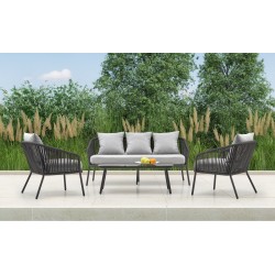 ROCCA zestaw ogrodowy ( sofa + fotel 2x + ława ), ciemny popiel / jasny popiel (1p 1szt)
