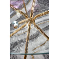 RONDO stół, blat - bezbarwny, nogi - złoty (2p 1szt)