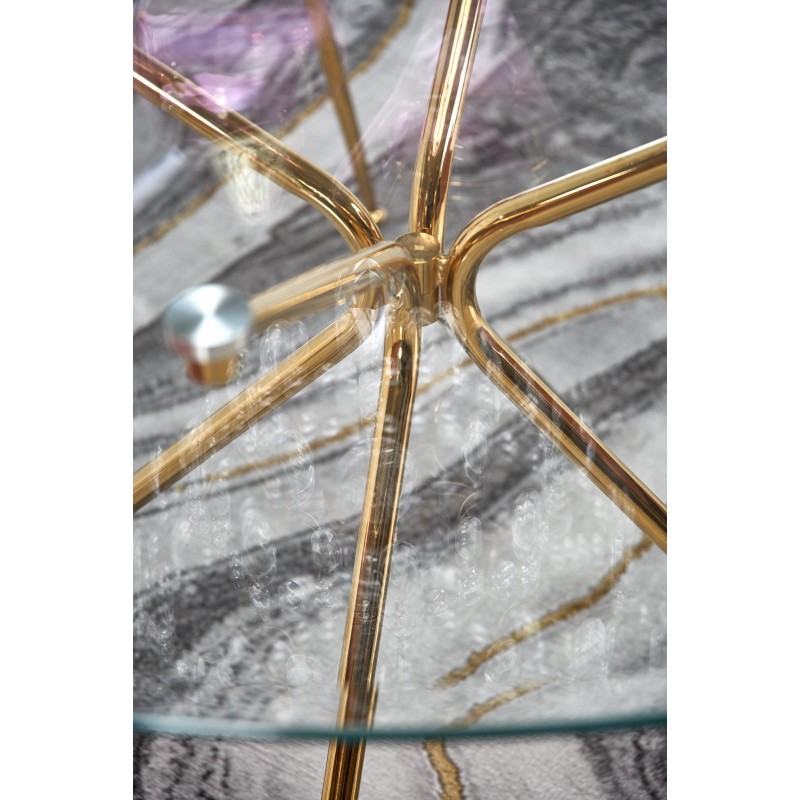 RONDO stół, blat - bezbarwny, nogi - złoty (2p 1szt)