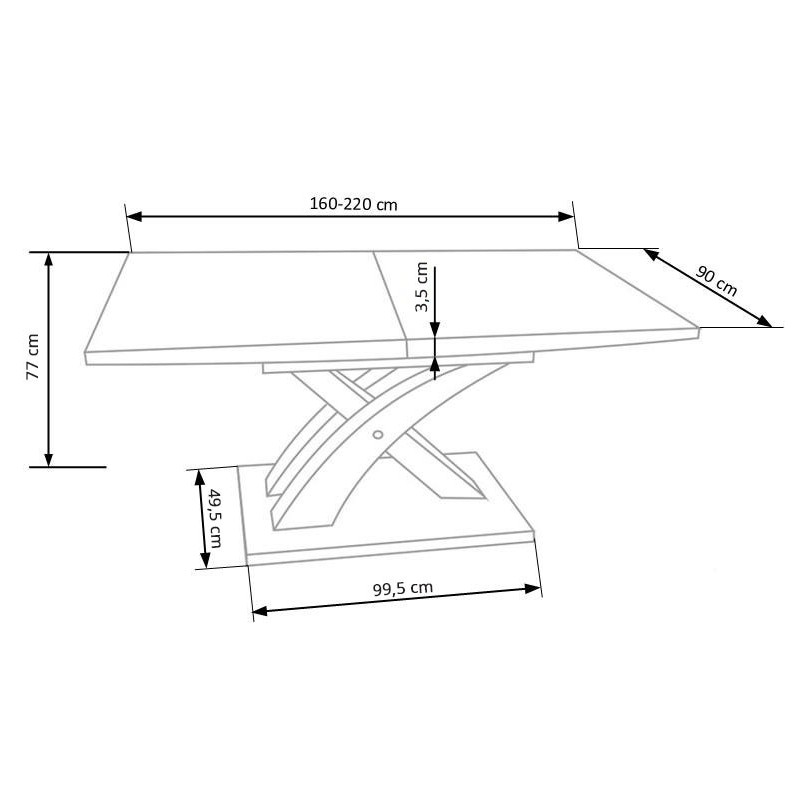 SANDOR 3 stół rozkładany, blat - dąb złoty, nogi - dąb złoty / czarny (3p 1szt)