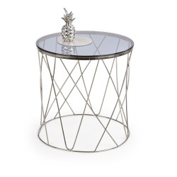 SELENA ława, stelaż - chrom, szkło - dymiony (1p 1szt)