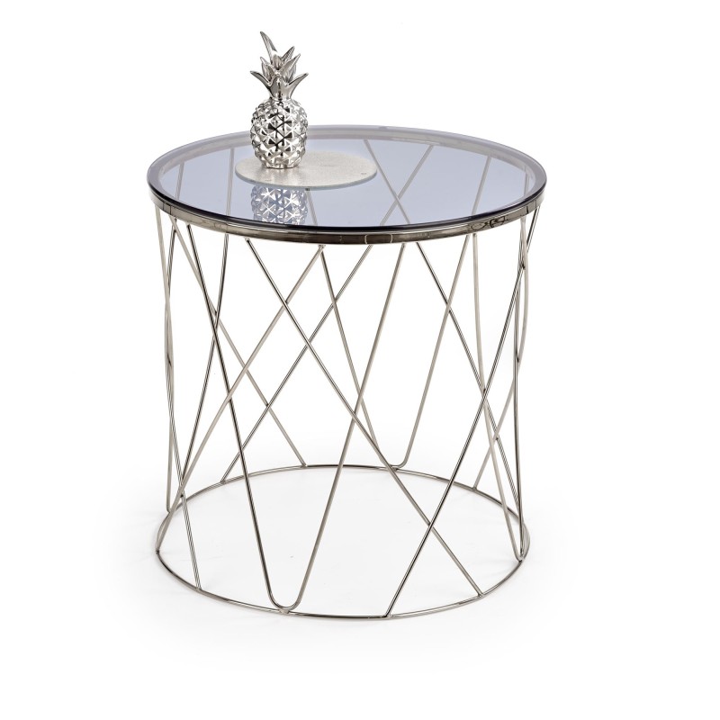 SELENA ława, stelaż - chrom, szkło - dymiony (1p 1szt)