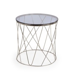 SELENA ława, stelaż - chrom, szkło - dymiony (1p 1szt)