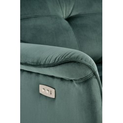 SEMIR fotel z funkcja elektrycznego rozkładania / gniazdo USB, ciemny zielony (2p 1szt)