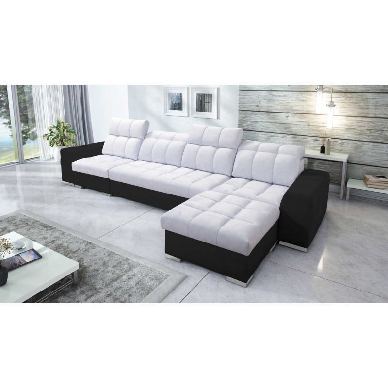 Prisma XII Corner Sofa with Sleeping Function | Luxury Furniture with USB Port | Velvet | Pet Friendly, Terra 80 + Black Eco-lea Prisma XII Corner Sofa with Sleeping Function | Luxury Furniture with USB Port | Velvet | Pet Friendly, Terra 80 + Black Eco-lea