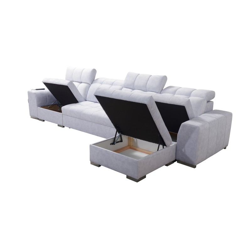 Prisma XII Corner Sofa with Sleeping Function | Luxury Furniture with USB Port | Velvet | Pet Friendly, Terra 06 Prisma XII Corner Sofa with Sleeping Function | Luxury Furniture with USB Port | Velvet | Pet Friendly, Terra 06