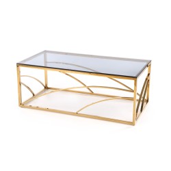 UNIVERSE ława, stelaż - złoty, szkło - dymiony