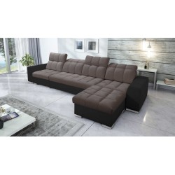 Narożnik Prisma XII z funkcją spania | Luksusowy Mebel z Portem USB | Velvet | Pet friendly, Terra 26 + Ecoskóra czarna