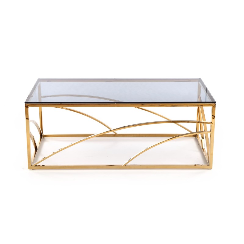 UNIVERSE ława, stelaż - złoty, szkło - dymiony