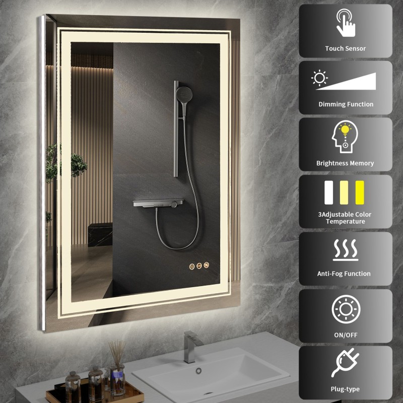 VERO lustro ścienne łazienkowe, srebrny