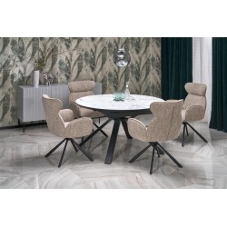 VERTIGO stół rozkładany, blat - biały marmur, nogi - czarny (2p 1szt)