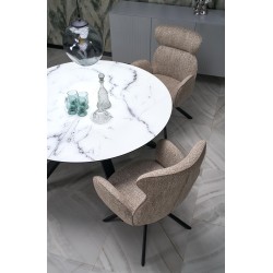 VERTIGO stół rozkładany, blat - biały marmur, nogi - czarny (2p 1szt)