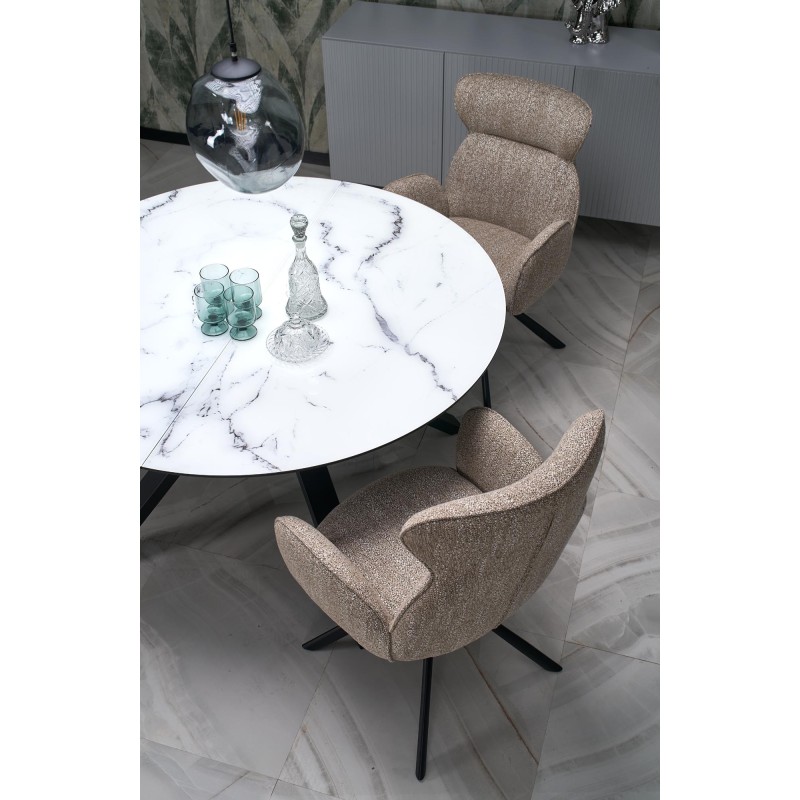 VERTIGO stół rozkładany, blat - biały marmur, nogi - czarny (2p 1szt)