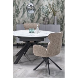 VERTIGO stół rozkładany, blat - biały marmur, nogi - czarny (2p 1szt)