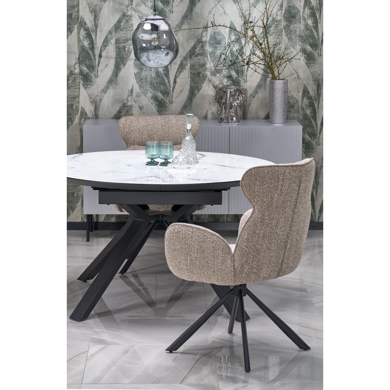 VERTIGO stół rozkładany, blat - biały marmur, nogi - czarny (2p 1szt)