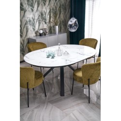 VERTIGO stół rozkładany, blat - biały marmur, nogi - czarny (2p 1szt)