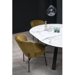 VERTIGO stół rozkładany, blat - biały marmur, nogi - czarny (2p 1szt)