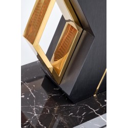 VINCENZO stół rozkładany blat: biały marmur, noga czarny/złoty (3p 1szt)