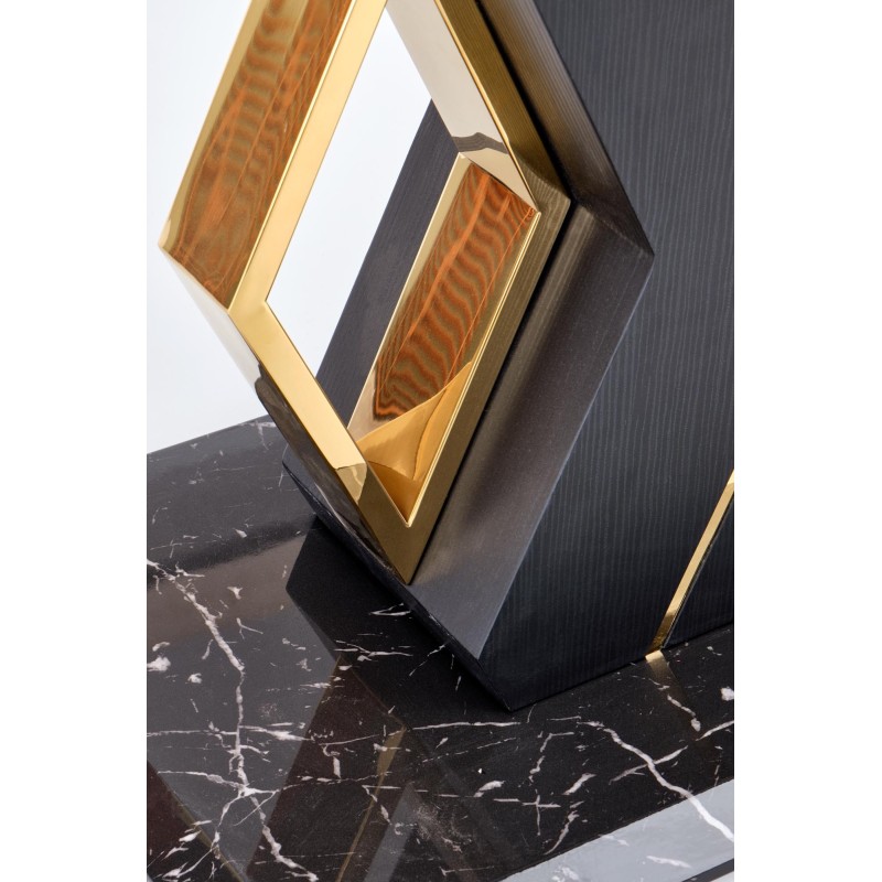 VINCENZO stół rozkładany blat: biały marmur, noga czarny/złoty (3p 1szt)