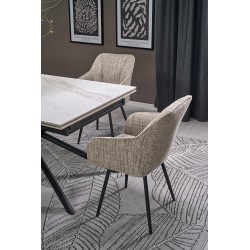 VITORINO stół rozkładany, blat - biały marmur, nogi - czarny (2p 1szt)