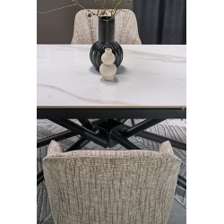 VITORINO stół rozkładany, blat - biały marmur, nogi - czarny (2p 1szt)