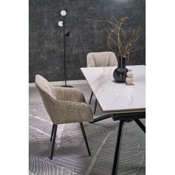 VITORINO stół rozkładany, blat - biały marmur, nogi - czarny (2p 1szt)