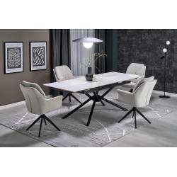 VITORINO stół rozkładany, blat - biały marmur, nogi - czarny (2p 1szt)
