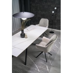 VITORINO stół rozkładany, blat - biały marmur, nogi - czarny (2p 1szt)