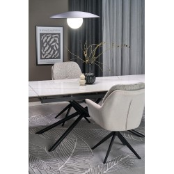 VITORINO stół rozkładany, blat - biały marmur, nogi - czarny (2p 1szt)