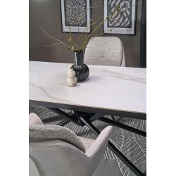 VITORINO stół rozkładany, blat - biały marmur, nogi - czarny (2p 1szt)
