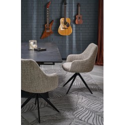 VOLANT 140 stół rozkładany, blat - czarny marmur, nogi - dąb złoty / czarny