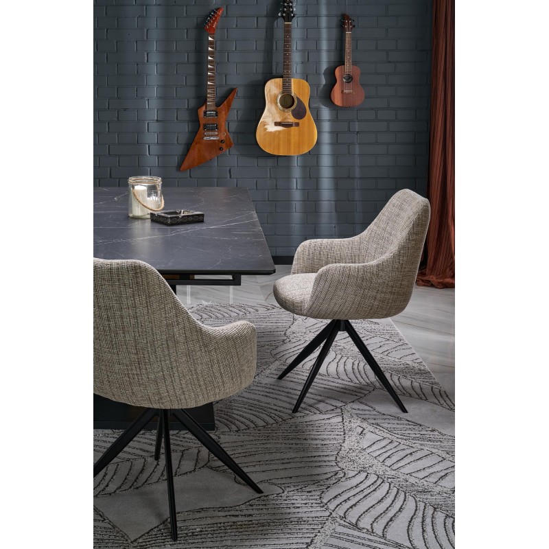 VOLANT 160 stół rozkładany, blat - czarny marmur, nogi - dąb złoty / czarny