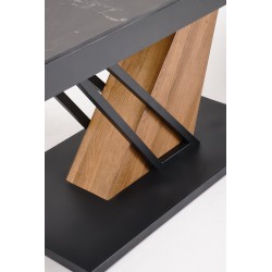 VOLANT 160 stół rozkładany, blat - czarny marmur, nogi - dąb złoty / czarny