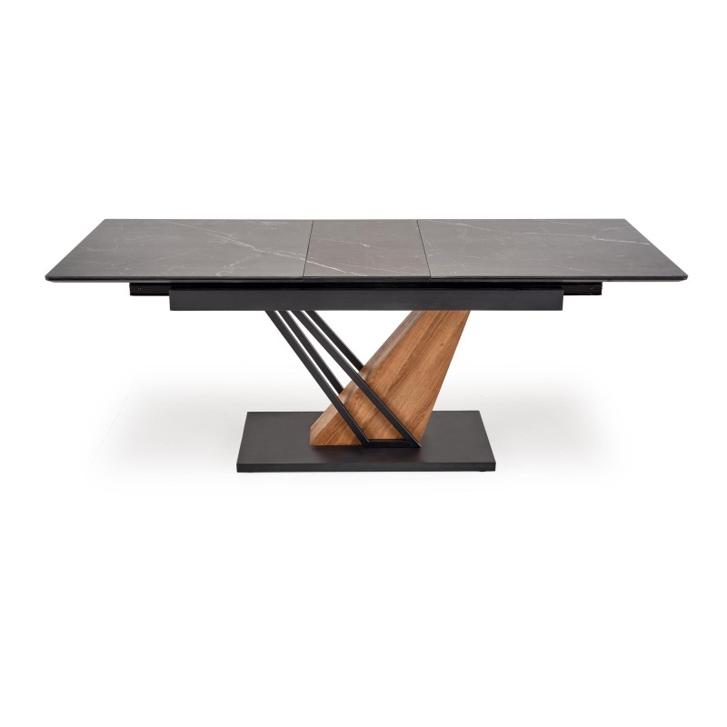 VOLANT 160 stół rozkładany, blat - czarny marmur, nogi - dąb złoty / czarny