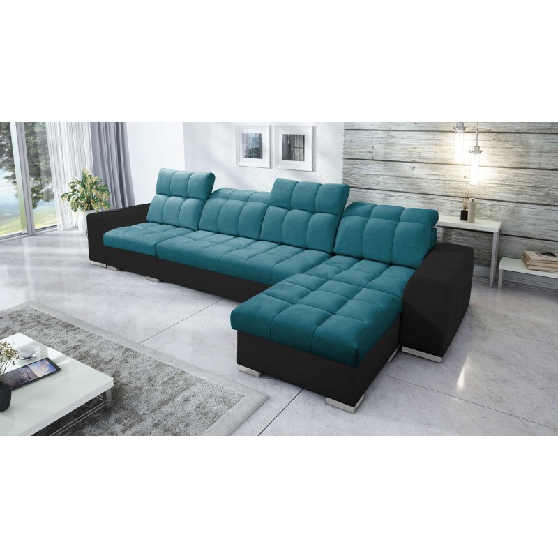 Prisma XII Corner Sofa with Sleeping Function | Luxury Furniture with USB Port | Velvet | Pet Friendly, Terra 75 + Black Eco-lea Prisma XII Corner Sofa with Sleeping Function | Luxury Furniture with USB Port | Velvet | Pet Friendly, Terra 75 + Black Eco-lea